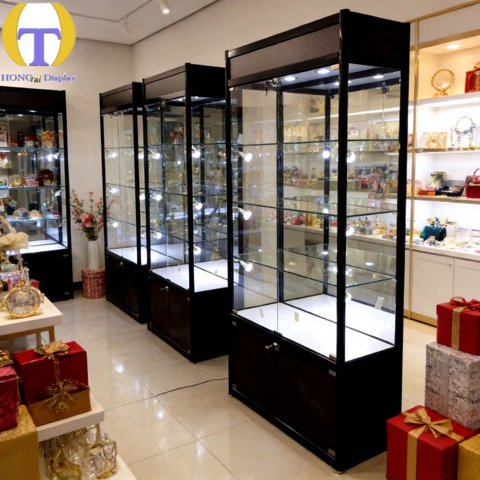 Elegant Modern Luxury Aluminum Tempered Glass Display Showcase with LED ...