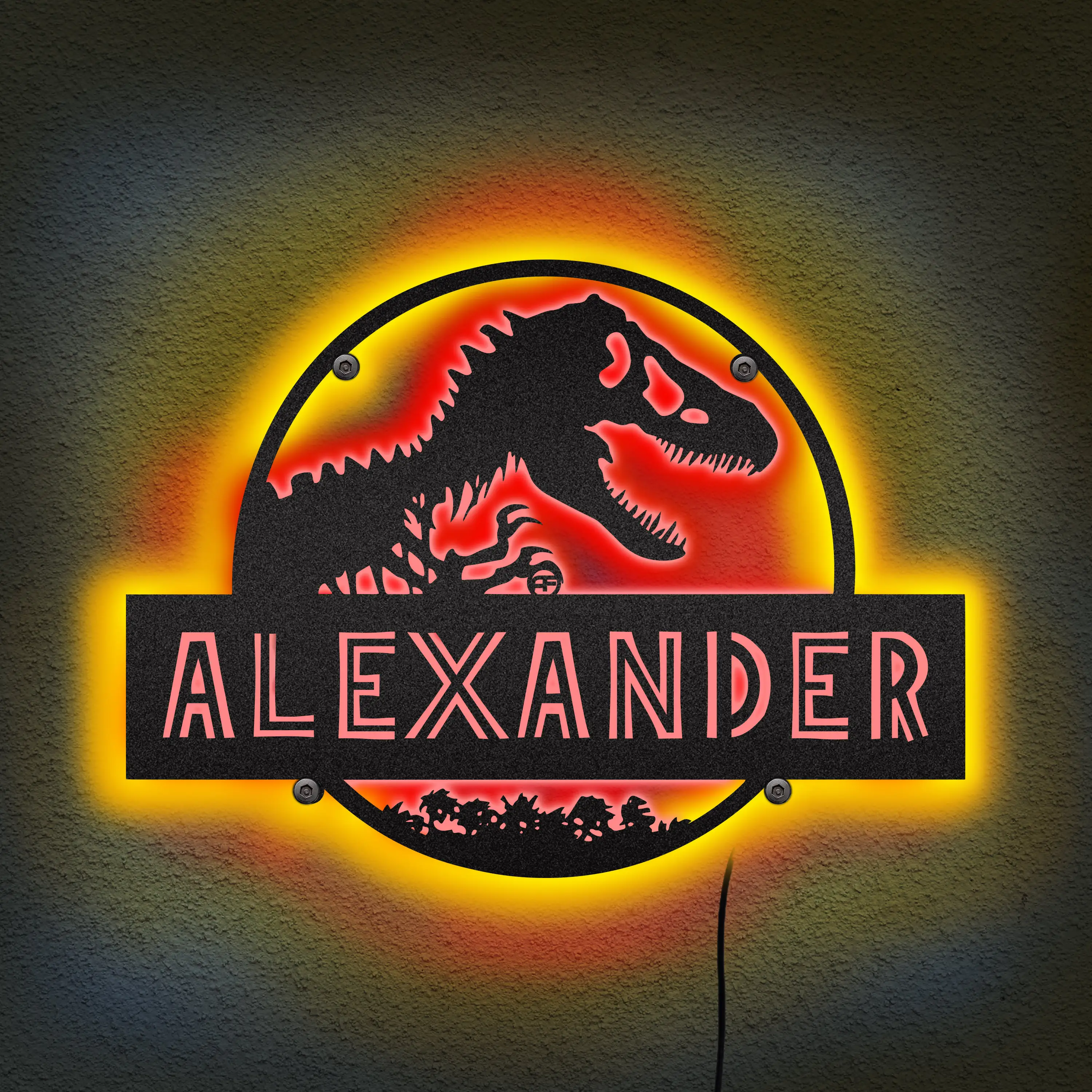 Custom Jurassic park Dinosaur light Custom Kids Name Metal Wall Neon Sign Dino Neon Room Kid Light Lamp dinosaur name sign