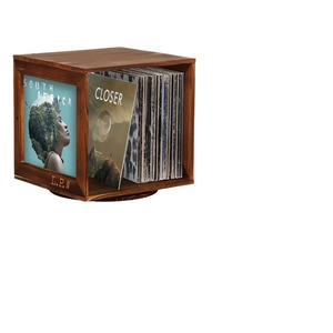 Estante Giratorio de Madera para Discos de Vinilo, Exhibidor de CD, Organizador de Escritorio para el Hogar, Multiusos, de Una Sola Capa, Madera Sólida - Product Image 3