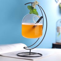 Verres à vin à Cocktail créatifs, verre à melon d'hiver, nouvelle mode ronde suspendue, verre à cocktail avec porte-gobelet en acier inoxydable