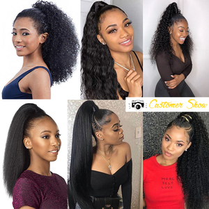 Color <span class=keywords><strong>Natural</strong></span> 140g color <span class=keywords><strong>natural</strong></span> afro rizado <span class=keywords><strong>cabello</strong></span> humano Cola de Caballo para mujeres negras, cola de caballo con cordón <span class=keywords><strong>cabello</strong></span> humano - Product Image 4