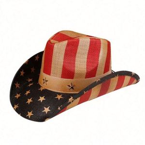 Sombrero Vaquero con Estampado de Bandera Americana, Estilo Vintage de Dallas, para Hombre, Estilo Occidental, para Viajes, Pesca, Fiestas, Desfiles, Rodeos, Patriótico, Unisex - Product Image 1
