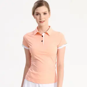 Golthan Custom OEM Logo Brand Quality Plain Slim Fit Polo Mesh Sports Golf Wear Women Short Sleeve Golf Polo Shirts