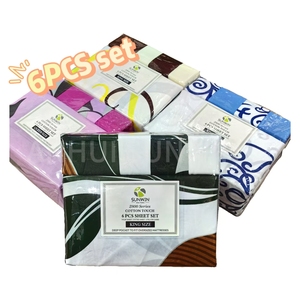 90gsm siêu mềm dệt sợi nhỏ 6-mảnh Vua Kích thước bedsheets đàn hồi được trang bị tấm phẳng thực vật/hoa mẫu cho nhà khách sạn sử dụng - Product Image 6