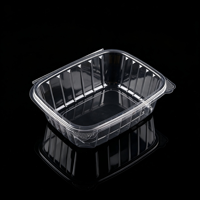 Boîte alimentaire jetable en plastique scellée avec couvercle, conteneur transparent en PET type clamshell 48 OZ, empilable, qualité alimentaire, vente en gros OEM