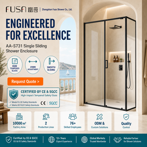 Box <span class=keywords><strong>Doccia</strong></span> Scorrevole FUSA a Doppio Vetro con Telaio in Alluminio, Vetro Temperato da 6mm, per Hotel Europei, Chiusura Ammortizzata, OEM ODM - Product Image 1