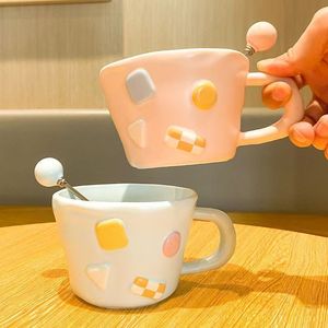 High Quality Wholesale Eco-friendly Stoneware Ceramic Coffee Mug with Cartoon Pattern Food Safe & Reusable Tapered Design - Product Image 4