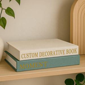 Custom Size Design Logo Premium Decorative Fake Faux Stacked Linen Coffee Table Display <strong>Book</strong> Keepsake Boxes <strong>Set</strong> - Product Image 2