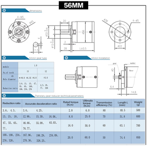 Redutor Planetário de 52MM 56MM Pode Ser Equipado com <span class=keywords><strong>Motor</strong></span> de Passo DC de Alta Torque e Baixo Ruído para Ventilador de Eletrodoméstico - Product Image 6