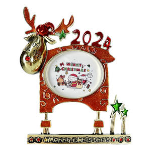 إطار صور غزال عيد الميلاد 4x6in ، جدار ندفة الثلج المعدني مع الزجاج المقسى ، هدية منزلية احتفالية - Product Image 1