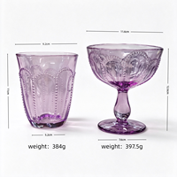 Bol à sundae romantique transparent perlé en relief coloré, style rétro, pour crème glacée à la lavande, idéal pour café, mariage, remise de diplôme