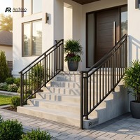 Luxuriöses Minimalistisches Schwarzes Aluminium-Treppengeländer Schräges Balustrade für Moderne Hauseingänge