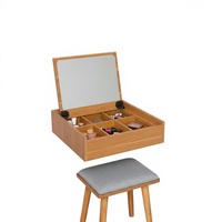 Sleekform Coiffeuse compacte contemporaine en bois avec miroir et chaise, table de nuit murale escamotable