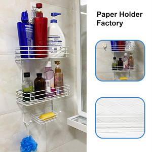 Nhà Máy Hộp Đựng 3 Tầng Màu Trắng Trên Đầu Vòi Hoa Sen Giá Xếp Đồ Treo Phòng Tắm Bằng Kim Loại Chống Nước Với Giá Đựng Xà Phòng & Khăn Tắm - Product Image 3