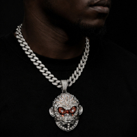 Nuevo y Moderno Colgante de Gorila de Plata de Ley 925 con Incrustaciones de Moissanita para Hombre, Accesorio Urbano de Hip Hop