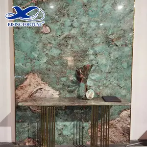 Amazons Grüner Marmor Polierte Amazonit Granitplatten Onyx Marmor Grüner Marmor Hintergrund Wand gestaltung für Villa Dekoration