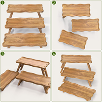 Plateau pliable en bois d'acacia à 3 niveaux, support à cupcakes pour fête, anniversaire, mariage, Noël