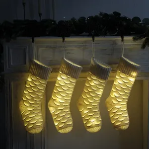 Calze natalizie lavorate a maglia da 18 pollici calze natalizie a squame classiche per la decorazione della festa delle vacanze