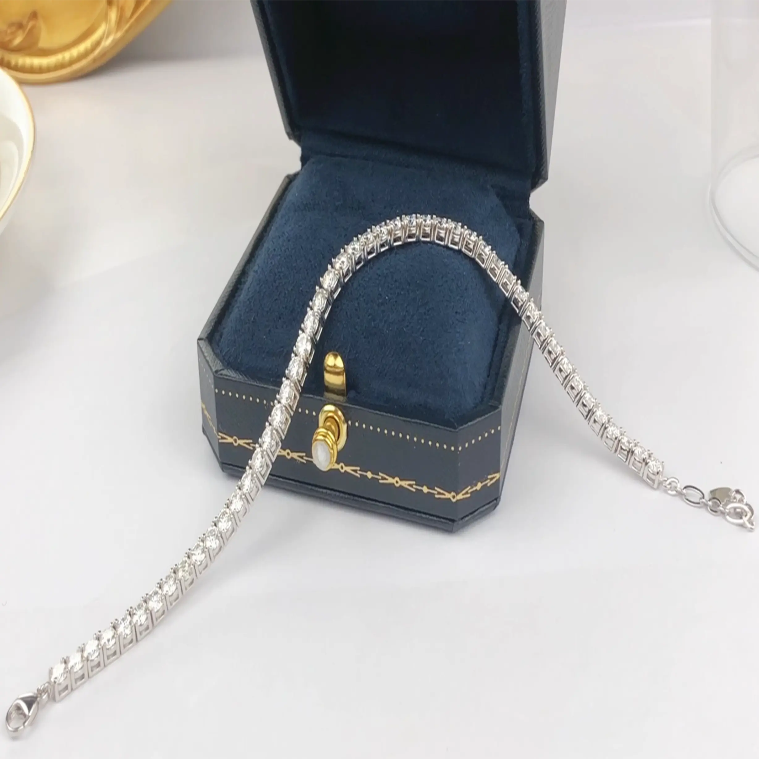 3mm 4mm 5mm D VVS1 Moissanite Diamond Tennis Bracelet Hip Hop Mens Women Jewelry Charms Bracelet For Gifts