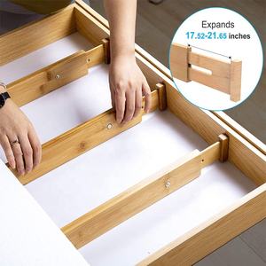 Organisateur de tiroirs réglable pour chambre et salle de bain, séparateurs de tiroirs extensibles en bambou, lot de 4 - Product Image 5