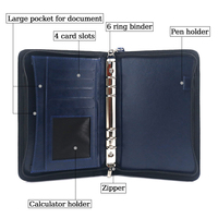 Logo personnalisé A4 a5 a6 a7 portefeuille professionnel, classeur à anneaux, dossier de documents, répertoire à fermeture éclair avec porte-cartes