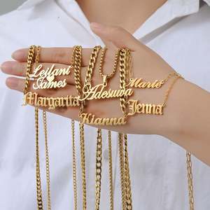 Collar con Nombre Personalizado, Acero Inoxidable Chapado en Oro de 18k, para Hombre y Mujer, Grabado con Palabras, Logotipo o Nombre - Product Image 1