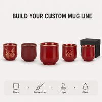 Tasse à café en céramique personnalisée de style arabe moyen-oriental rétro, rouge foncé, petite tasse à expresso en porcelaine, tasse à Cawa/Qahwa réutilisable