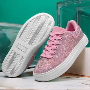 Chaussures de marche compensées respirantes antidérapantes pour femmes avec strass et cristaux, baskets de soirée décontractées et élégantes - Product Image 5
