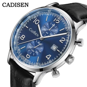 Reloj de Cuarzo CADISEN C7065 para Hombre, Marcas de Lujo, Cronógrafo, Movimiento MIYOTA 0S11, Esfera Color Salmón, Cristal con Revestimiento AR - Product Image 1