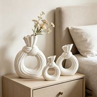 Vas Bunga Keramik Buatan Tangan Minimalis Modern Creative Circle untuk Dekorasi Rumah, Hiasan Dinding, Meja, Meja Makan, Rak TV