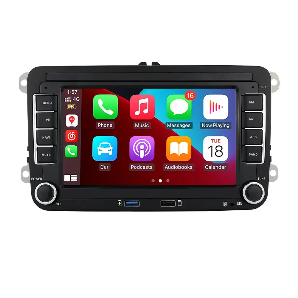 Pemutar Dvd mobil Android 10, 7 "Autoradio WIFI GPS depan USB Auto Carplay untuk VW mobil Dvd Player Android untuk Volkswagen