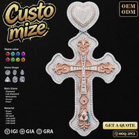 Promotion Collier Pendentif Croix en Argent Sterling 925 et Moissanite, Bijou Statement Hip Hop Iced Out pour Hommes, Cadeau Streetwear