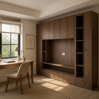 Meuble TV flottant sur mesure avec éclairage LED mural, console multimédia pour chambre et appartement, tiroirs de rangement, meuble TV moderne de luxe