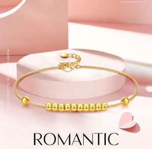 Pulsera de Oro Puro 18K Personalizada con Cuentas Pequeñas, Cadena de Joyería con Dijes Sólidos Au750 para Mujer, Precio de Fábrica Xinfly - Product Image 4