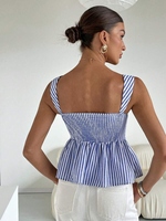 Personnalisé de haute qualité femmes décontracté été gilets personnalisable Sexy mignon rayé haut court