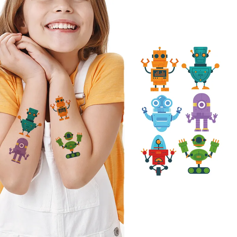 Cute Cartoon robot Temporary Tattoos for kids Waterproof Fun tattoo sticker for Legs Arms