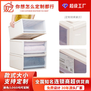 Clothing Organizer Transparent <b>Storage</b> Boxes Rectangle <b>Stackable</b> With Lid Drawer Style <b>Wardrobe</b> <b>Storage</b> Solution - Product Image 5