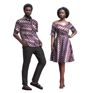 Conjunto de Ropa Africana <span class=keywords><strong>para</strong></span> Parejas, Talla Grande, Estampado de Cera, Dashiki con Hombros Descubiertos, Batik Afrocentrico, Trajes a Juego, Regalo de San Valentín WYQ1101 - Product Image 6