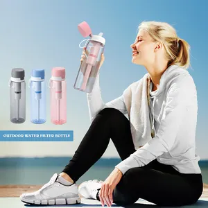 Botella de filtro de agua Tritan de grado alimenticio, filtro de paja, botella de prefiltro, purificador de agua potable, botella de filtro de agua