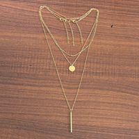 Collar de Acero Inoxidable Chapado en Oro de 18k con 26 Letras; Colgante de Barra Larga, Letras en Disco Redondo y Cadena Multicapa para Mujer
