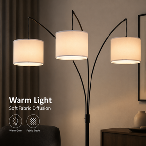Lámpara de pie moderna con arco E27, cubierta de tela de hierro, luz blanca cálida, para sala de estar, dormitorio, hotel, sofá, lectura y decoración interior del hogar. - Product Image 3
