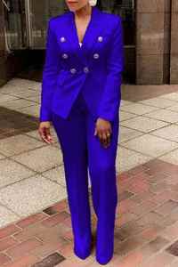 Nuovo Completo da <span class=keywords><strong>Donna</strong></span> 2026 Tinta Unita a Vita Alta con <span class=keywords><strong>Pantaloni</strong></span> e Maniche Lunghe, Tailleur da Lavoro alla Moda - Product Image 4
