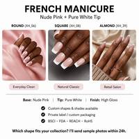 Faux Ongles à Presser Collection French Manucure Vente en Gros Personnalisée Amande Carré Ovale Faux Ongles Artificiels Emballage PET