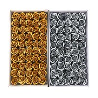 INUNION 3-Schichtige 5cm Gold- und Silberfarbene Rosen-Seifenblumen Dekorative Künstliche Ewige Seifenrosen als Geschenk