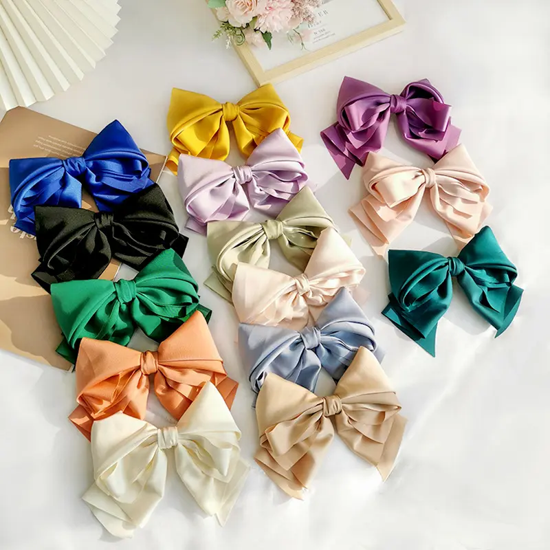 New Spring Color Hair Bow for Women Muti -Layer Fabric Bow Hair Clip for Women Bows Hair Accessories