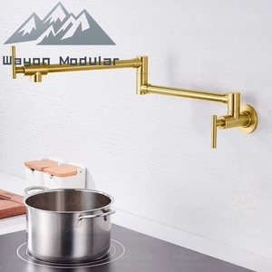 <span class=keywords><strong>Robinet</strong></span> de remplissage mural Wayon en or brossé de luxe avec bras articulé <span class=keywords><strong>double</strong></span> pour cuisine de chef - Product Image 2