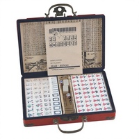 Mahjong de style antique de Pékin, version touristique en anglais, boîte complète en carton mélaminé, boîte en cuir, manuel d'instructions