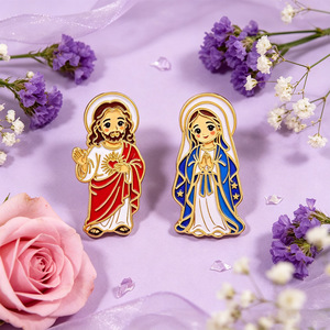 เข็มกลัดเคลือบลายการ์ตูนน่ารักพระเยซูพระแม่มารี  เข็มกลัดโลหะผสมแบบกำหนดเองสำหรับชาวคริสต์  เข็มกลัดติดเสื้อสำหรับตกแต่ง  ของขวัญสำหรับผู้ศรัทธา - Product Image 6