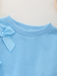 Nouvel ensemble deux pièces pour filles, automne et hiver, sweat-shirt à manches longues uni, décoration en nœud, <span class=keywords><strong>jean</strong></span> - Product Image 4