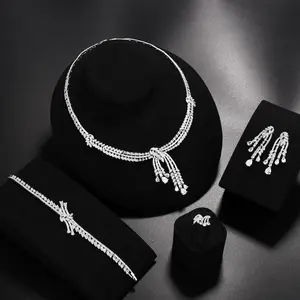 Conjuntos de joyería de boda Diseño Lujo Dubai diamante collar de lujo Conjunto Boda Nupcial Borla Conjuntos de joyería novia amor Joyería